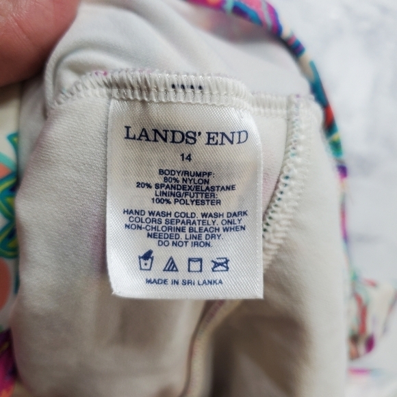 Lands'‎ End Swimsuit Girls 14 Paisley 1 piece Blue Pink Halter Beach - Picture 3 of 8